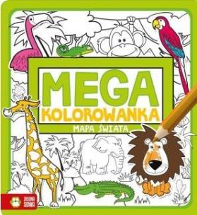 Okładka książki Pakiet. Megakolorowanka. Mapa świata+ kredki