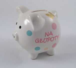 Opakowanie Skarbonka świnka z grafiką motyli - Na głupoty