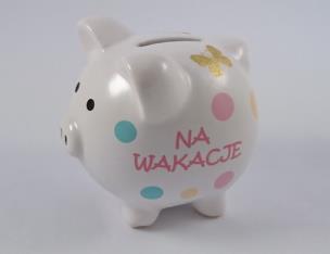 Opakowanie Skarbonka świnka z grafiką motyli - Na wakacje