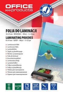 Opakowanie Folia do laminacji Office Products 65x95mm błyszcząca 100 sztuk transparentna