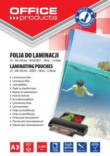 Opakowanie Folia do laminacji Office Products A3 303x426 mm błyszcząca 100 sztuk transparentna