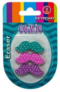 Opakowanie Gumka do ścierania Keyroad Wąsy 3 sztuki