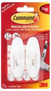 Opakowanie Haki Command z metalowym uchwytem średnie białe