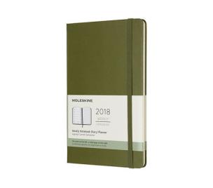 Okładka książki Kalendarz tygodniowy Moleskine 12M L, twarda oprawa, oliwkowy