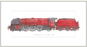Opakowanie Karnet lokomotywa bordowa 12x23 + koperta