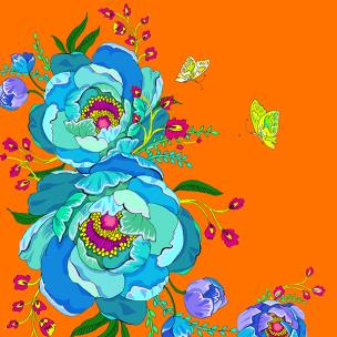 Opakowanie Karnet Swarovski kwadrat Kwiaty- pomarańczowy CL0611