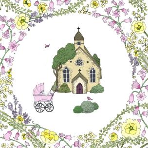 Opakowanie Karnet Swarovski kwadrat Narodziny dziewczynka kościół CL2406