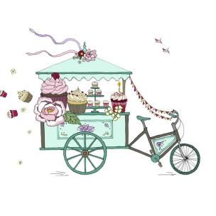 Opakowanie Karnet Swarovski kwadrat Rower z babeczkami