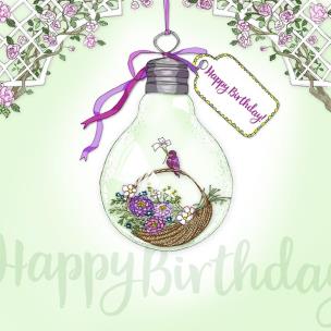 Okładka książki Karnet Swarovski kwadrat Urodziny koszyk żarówka