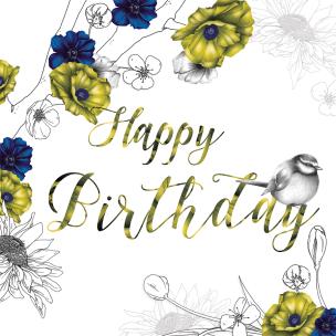 Okładka książki Karnet Swarovski kwadrat Urodziny kwiaty zielone