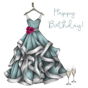 Okładka książki Karnet Swarovski kwadrat Urodziny niebieska sukienka