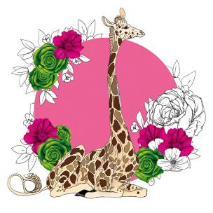 Opakowanie Karnet Swarovski kwadrat Żyrafa kwiaty CL1427