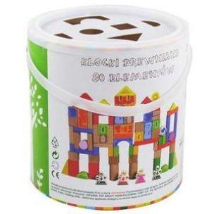 Okładka książki Klocki drewniane w wiaderku 80 el. Królestwo