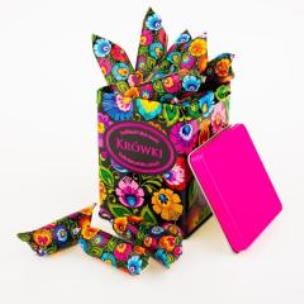 Opakowanie Krówki łowickie czarne w puszce 200g FOLKSTAR