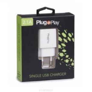 Opakowanie Ładowarka sieciowa 2.1A z portem USB PLUG&PLAY