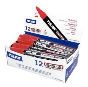 Opakowanie Marker do szyb Fluo czerwony (12 szt) MILAN