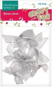 Opakowanie Ozdoba kokarda srebrna 10 szt.  BN