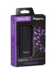 Opakowanie Power bank 5200MA 1*USB czarny PLUG&PLAY