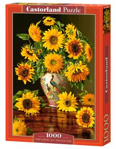 Puzzle 1000 Sunflowers in a Peacock Vase. Wydawca: Castorland. Multiszop.pl Opakowanie Puzzle 1000 Sunflowers in a Peacock Vase