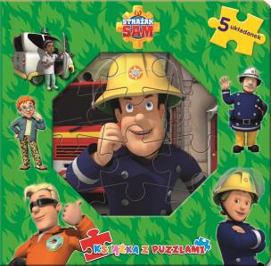 Okładka książki Strażak Sam.Książka z PUZZLAMI