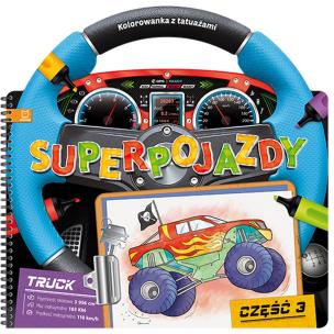 Okładka książki Superpojazdy. Kolorowanka z tatuażami cz.3