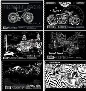 Okładka książki Szkicownik A5 koło 30 arkuszy 120g/m2 czarny papier