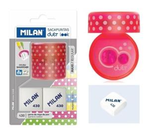 Opakowanie Temperówka MILAN DUET różowa + 2 gumki