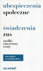 Okładka książki Ubezpieczenia społeczne świadczenia ZUS zasiłki emerytury renty