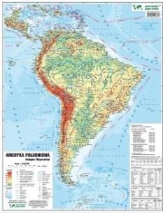 Okładka książki Ameryka PD 1:16 500 000 mapa pol. i fiz. ścienna