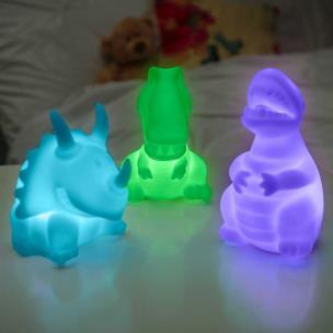 Dinozaury zmieniające kolor lampki Zestaw 3 sztuki. Wydawca: Majdan Zabawek. Multiszop.pl Opakowanie Dinozaury zmieniające kolor lampki Zestaw 3 sztuki