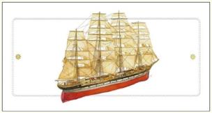 Opakowanie Karnet żaglowiec czerwony 12x23 + koperta