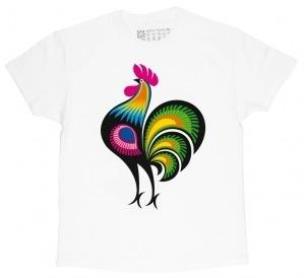 Opakowanie Koszulka FOLK męska biała - kogut rozm.M