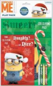 Opakowanie Mimionki świąteczne. Kolorowanki z kredkami