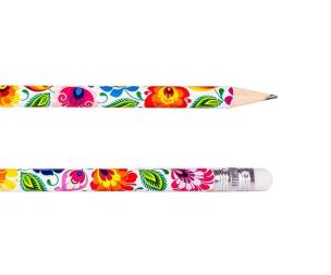 Opakowanie Ołowek łowicki biały z gumką (20 szt.) FOLKSTAR