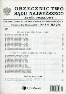 Opakowanie Orzecznictwo Sądu Najwyższego 5-6/2009 Zbiór urzędowy