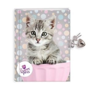 Okładka książki Pamiętnik z kłódką Kot The Sweet Pets