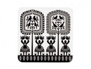 Opakowanie Podkładka korkowa FOLK na ludowo- kurpiowska biała