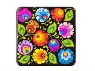 Opakowanie Podkładka korkowa FOLK na ludowo - łowicka czarna