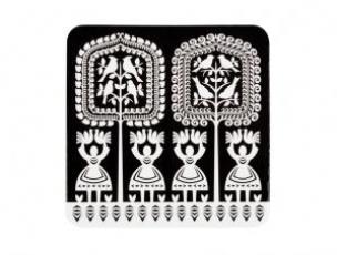 Opakowanie Podkładka korkowa FOLK na ludowo-kurpiowska czarna