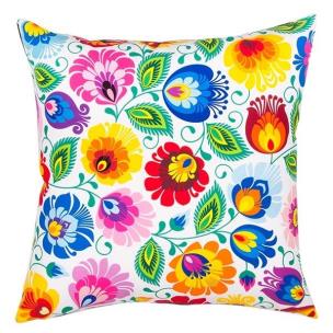 Opakowanie Poduszka - łowicka biała małe kwiaty FOLKSTAR