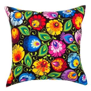 Opakowanie Poduszka - łowicka czarna małe kwiaty FOLKSTAR