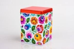 Opakowanie Puszka - łowicka biała z czerwonym FOLKSTAR