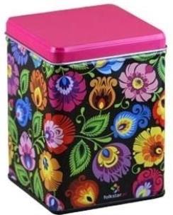 Opakowanie Puszka - łowicka czarna z różowym FOLKSTAR