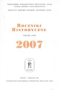 Opakowanie Roczniki historyczne  Rocznik LXXIII 2007