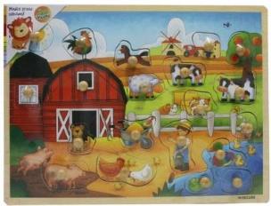 Opakowanie Układanka drewniana z pinezkami Farma