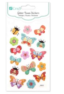 Naklejki z pianki z brokatem - motylki 16szt. Wydawca: DP CRAFT. Multiszop.pl Opakowanie Naklejki z pianki z brokatem - motylki 16szt