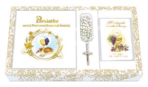 Okładka książki Pamiątka Mojej I Komunii Świętej / Modlitewnik dziecka Bożego / Różaniec / Torba Prezentowa. Pakiet