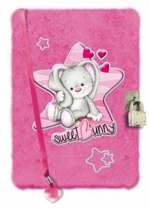 Opakowanie Pamiętnik z kłódką różowy króliczek