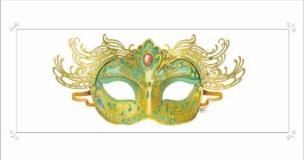 Okładka książki Karnet Maska zielony 12x23 cm + koperta (G06 29A 222)