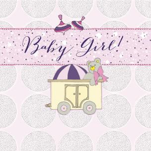 Opakowanie Karnet Swarovski kwadrat Narodziny dziewczyna wagonik